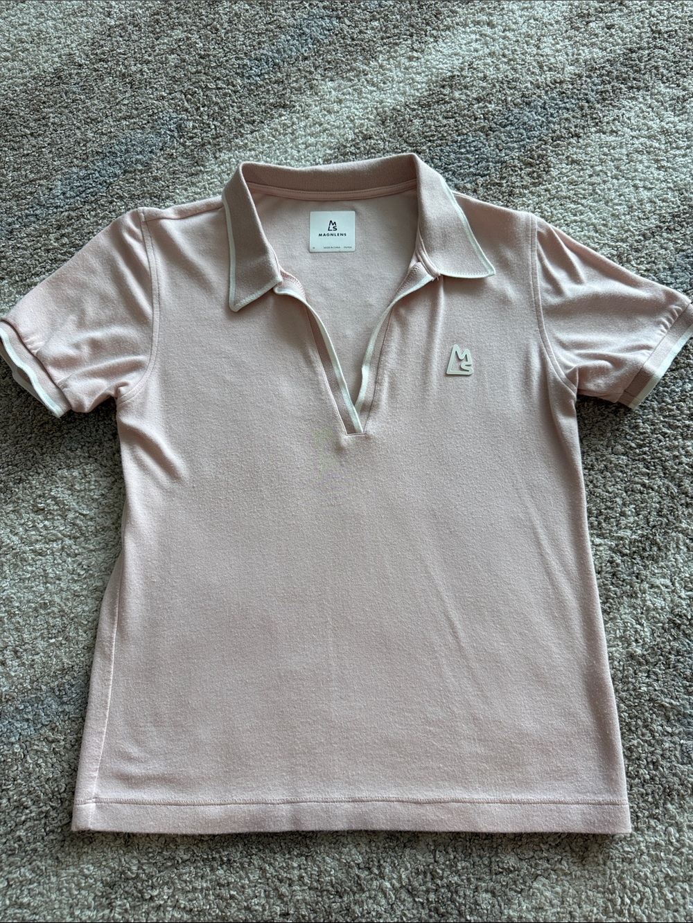 MaGNLENS Light Pink Short-Sleeve Polo with Contrast Edge